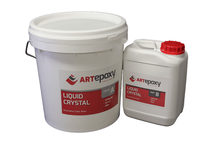 A 12 litre kit of Artepoxy Liquid Crystal clear decorative resin.