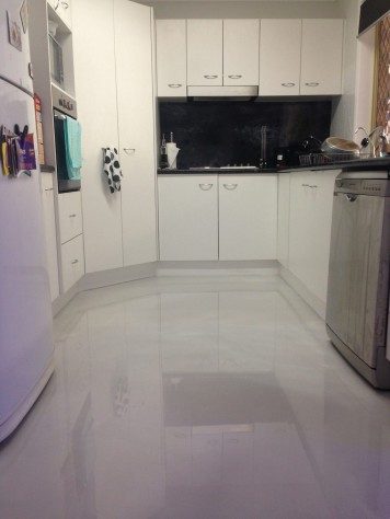 Artepoxy Liquid Marble was installed in this residential kitchen to create a beautiful seamless finish.